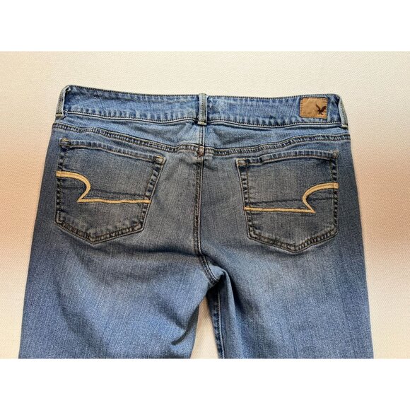 American Eagle Outfitters Straight Leg Jeans Womens 14 Blue Denim Distressed - Picture 10 of 12